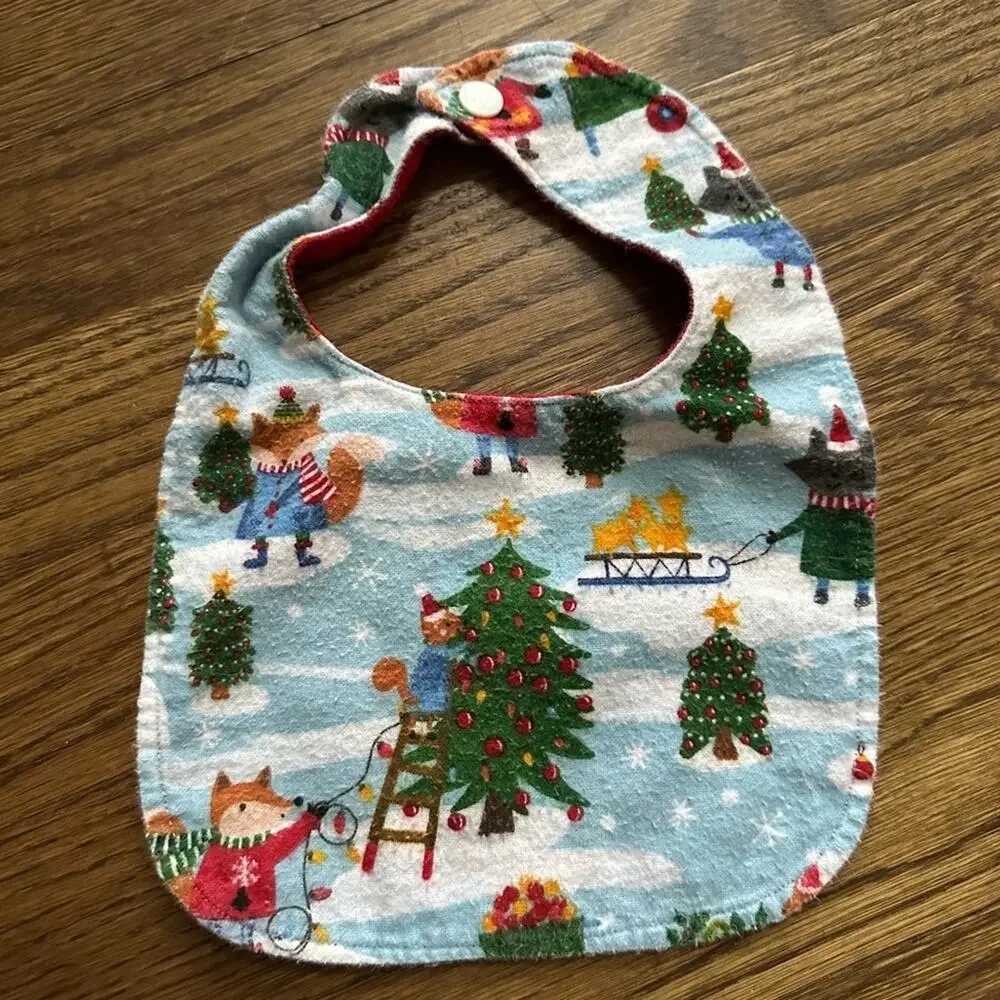Flannel bibs - winter/holiday/Christmas (set of 6)